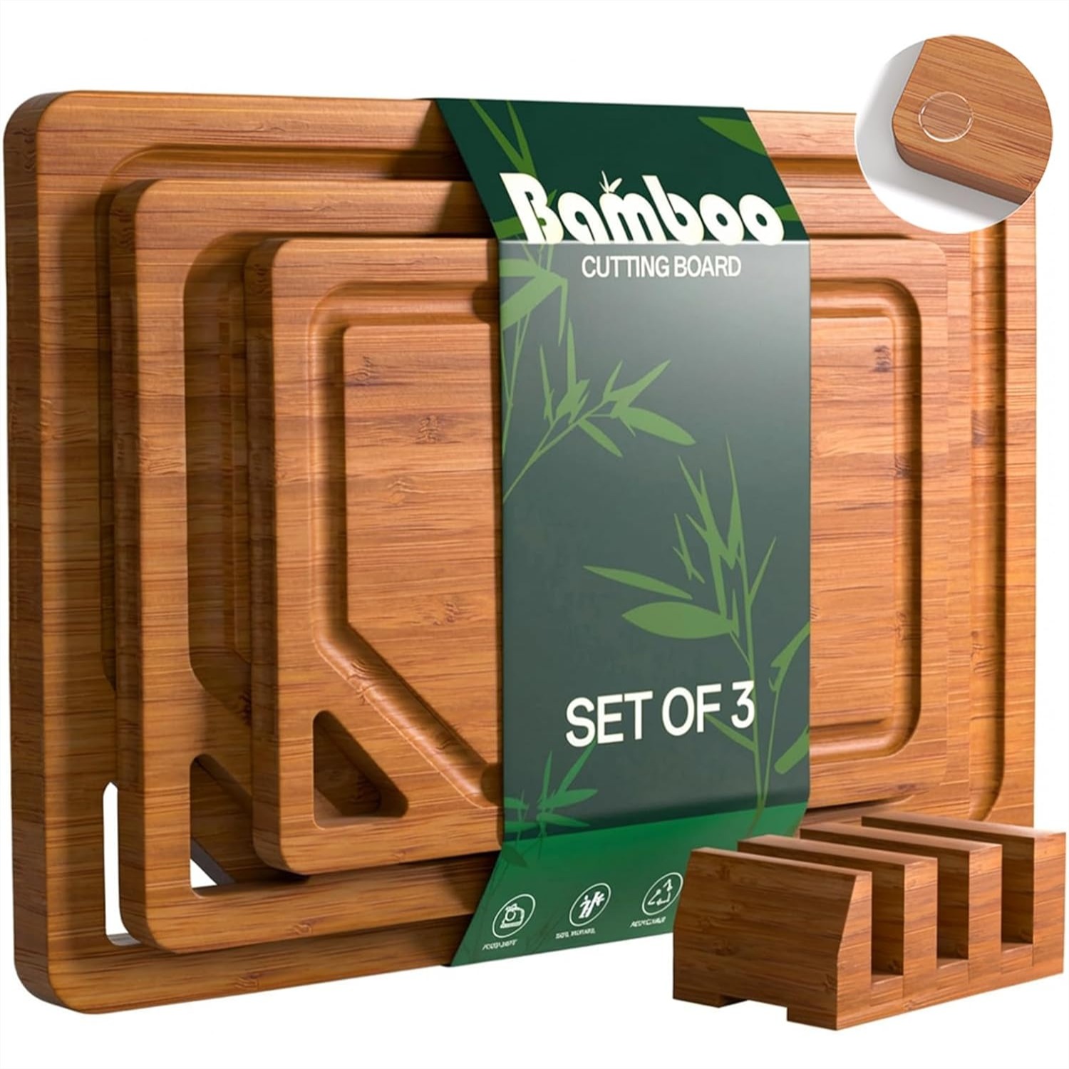 Meal Prep Juice - Bamboo Cutting Boards For Kitchen 3-Pack