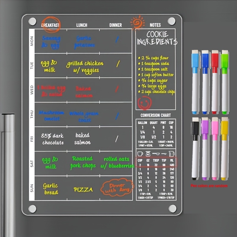 Meal Plan Notepad - 3-in-1 Magnetic Acrylic Meal Planner for
