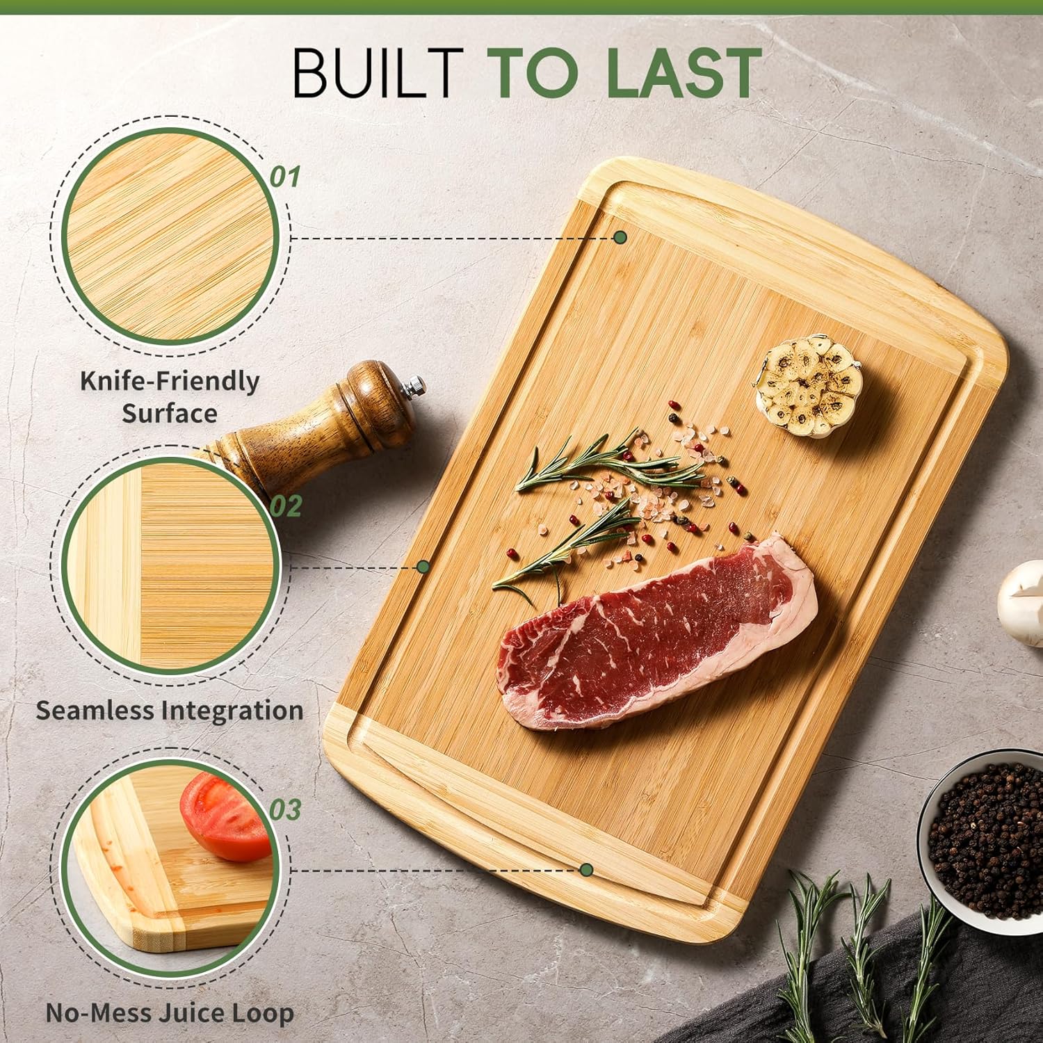Large Bamboo Cutting Board wit - огляд і ціна Meal Prep Juice