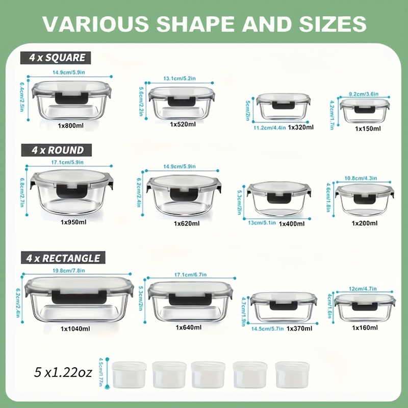 17pcs Glass Food Storage Conta - огляд і ціна Meal Prep Freezer