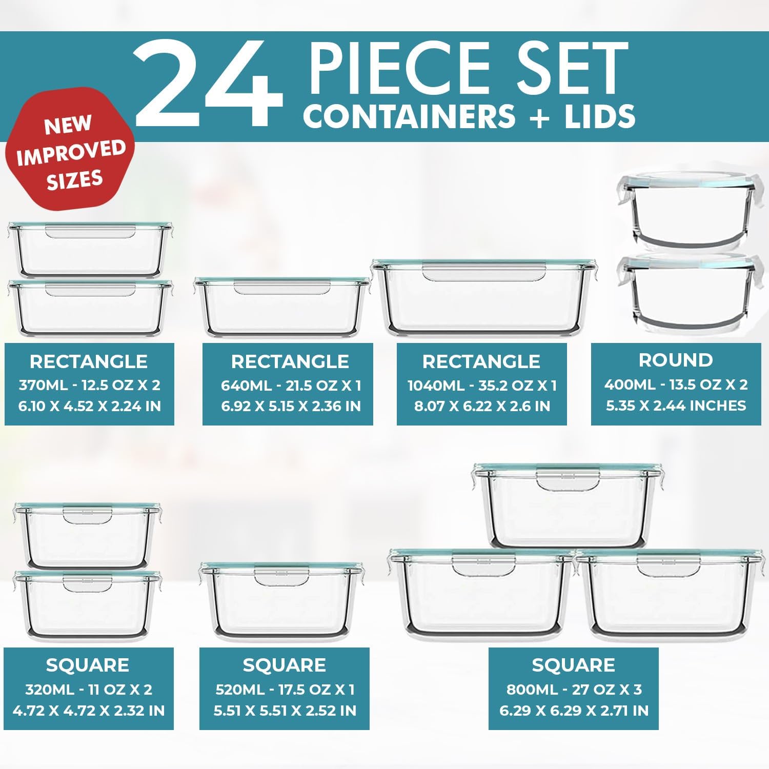 24 Pc Airtight Glass Food Stor - огляд і ціна Meal Prep Freezer