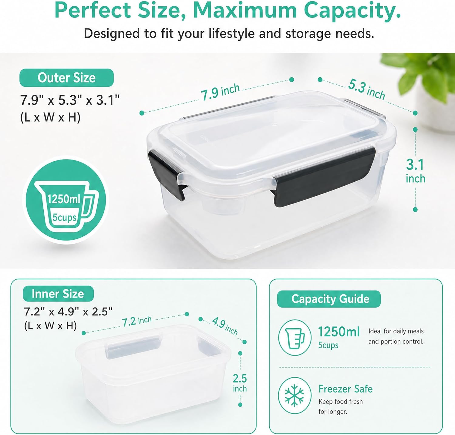 5 Cup Plastic Food Storage Con - огляд і ціна Meal Prep Freezer