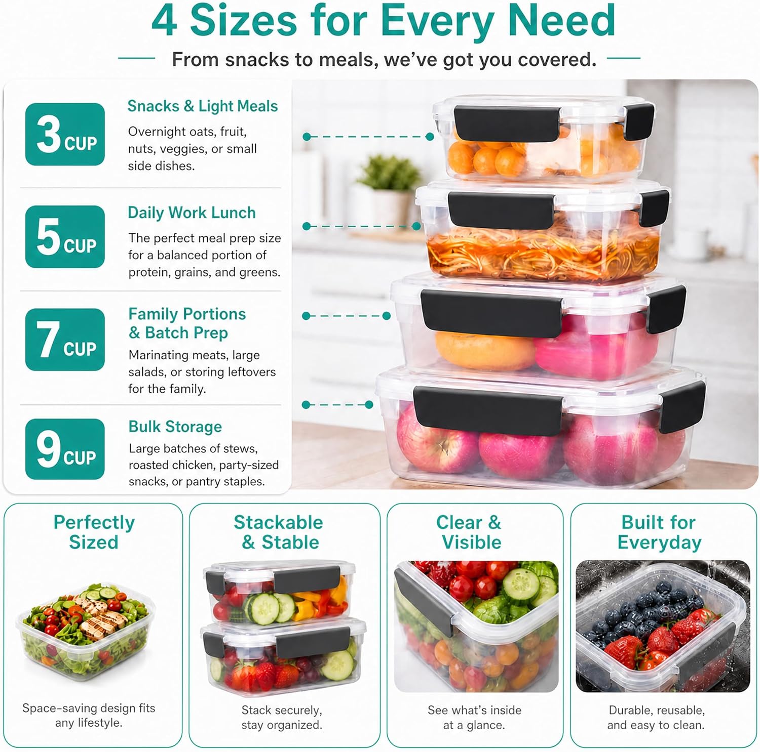 5 Cup Plastic Food Storage Con - огляд і ціна Meal Prep Freezer
