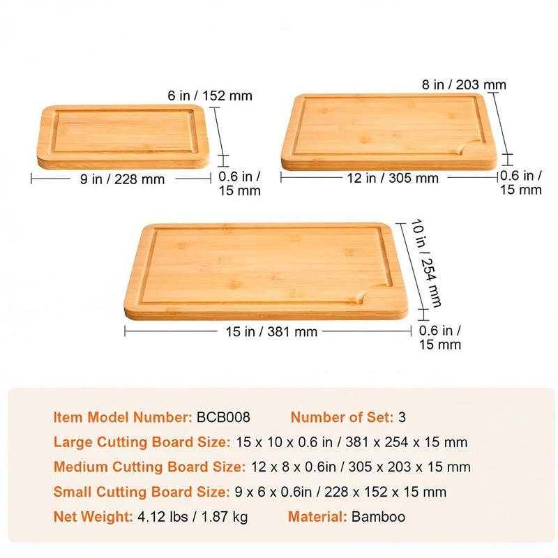 Bamboo Chopping Block Set 3 Pi - огляд і ціна Meal Prep Juice