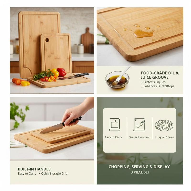 Bamboo Chopping Block Set 3 Pi - огляд і ціна Meal Prep Juice