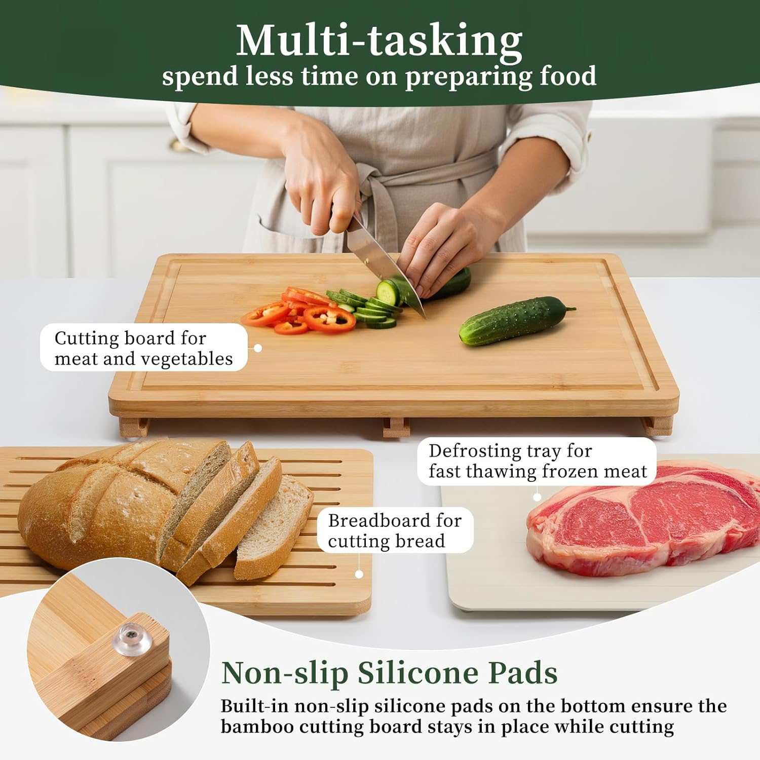 Bamboo Cutting Board Set Defro - огляд і ціна Meal Prep Juice