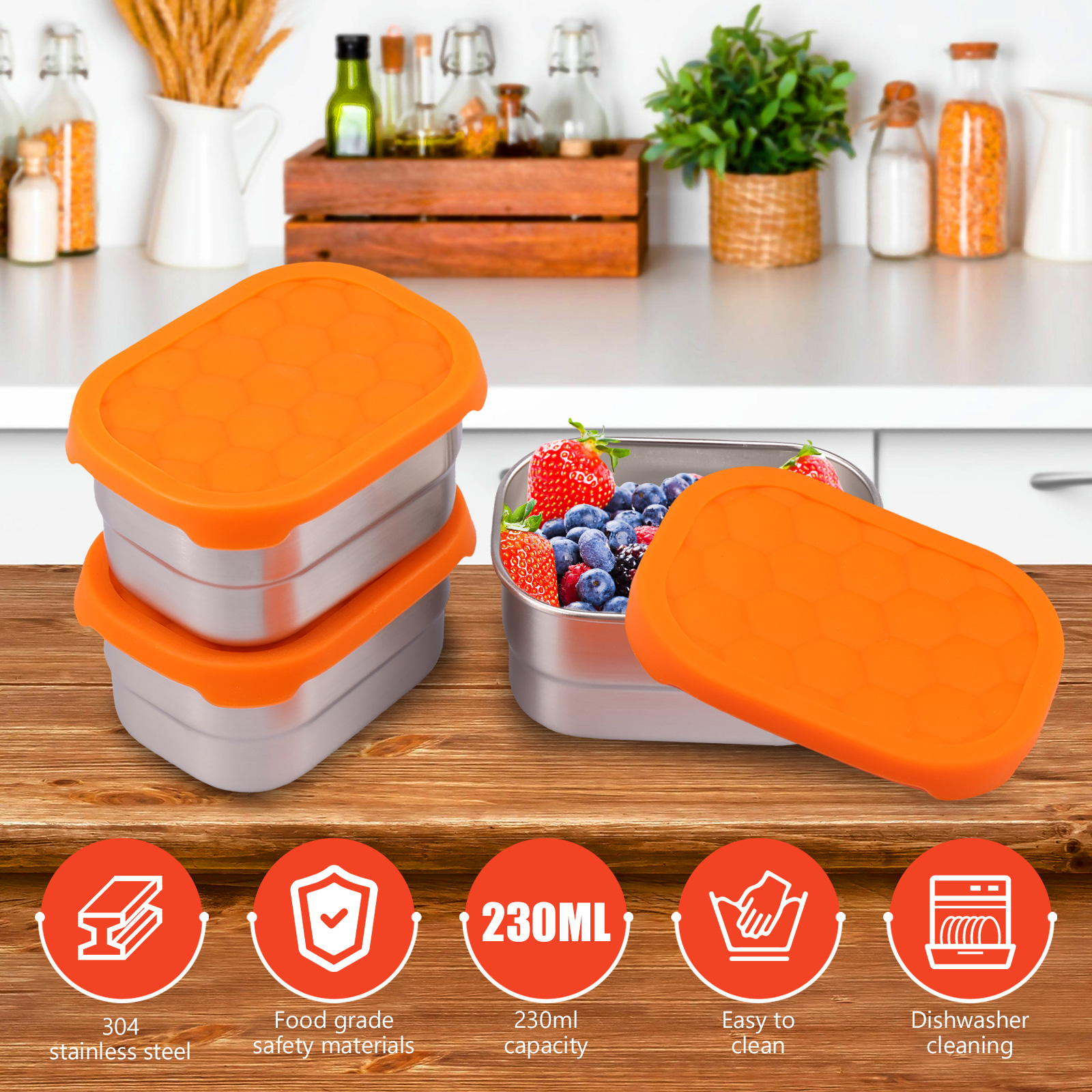 3Pcs Portable 304 Stainless St - огляд і ціна Stainless Bento Box